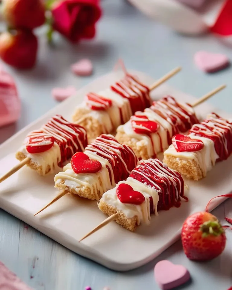 Brochettes de Gâteau aux Fraises pour la Saint-Valentin, dessert romantique
