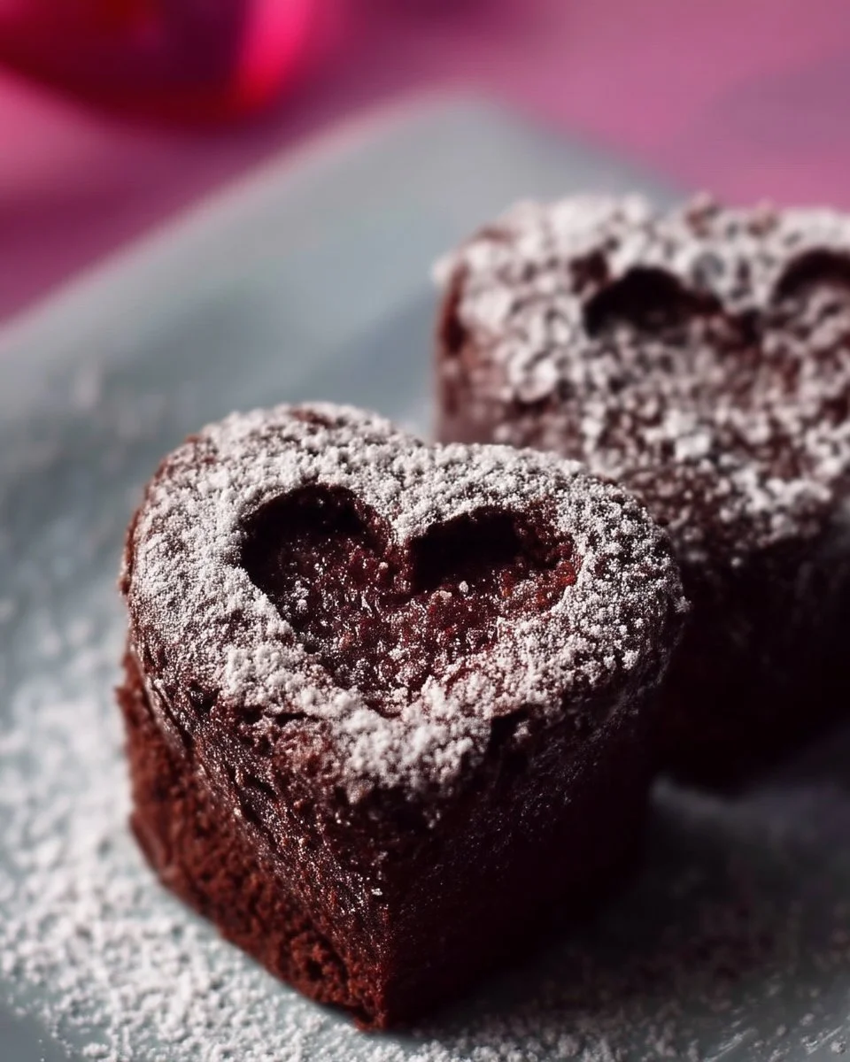 Brownies de la Saint-Valentin décorés avec des cœurs en chocolat