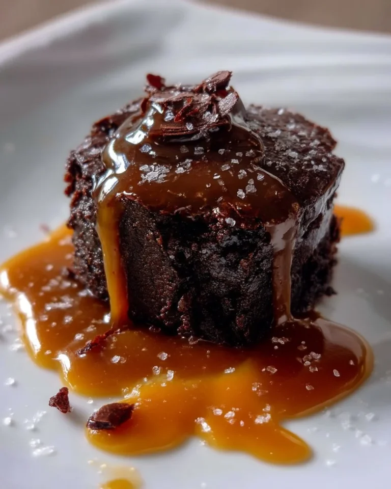 Brownies moelleux avec sauce caramel salé sur le dessus