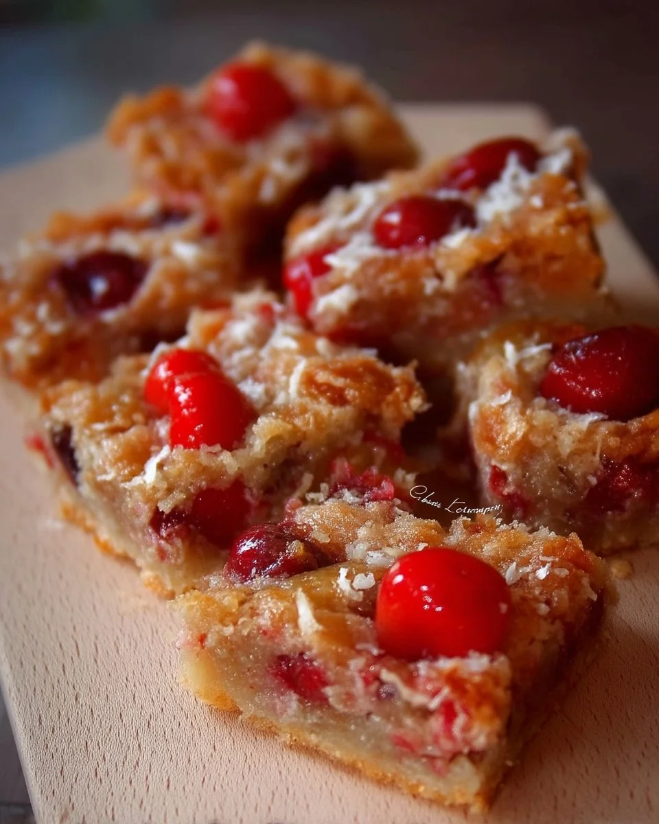 Carrés aux cerises frais, un délicieux dessert à base de cerises.