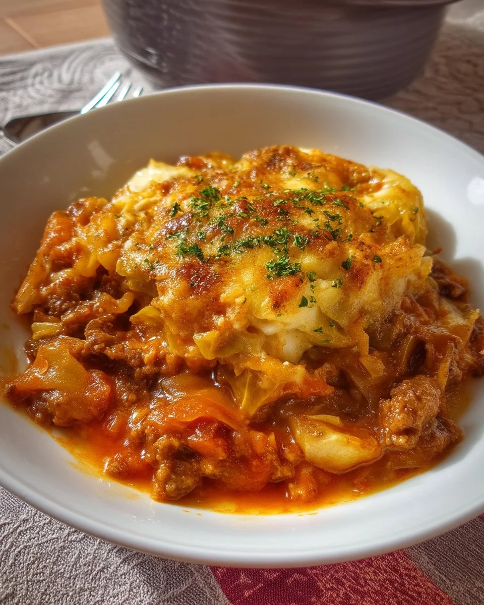 Casserole de boeuf haché au chou, plat savoureux et réconfortant