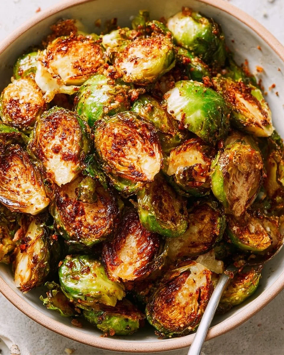 Choux de Bruxelles rôtis au parmesan, savoureux et croustillants