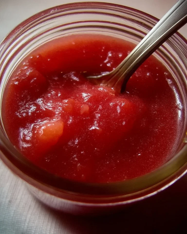 Compote de rhubarbe, fraises et pommes servie dans un bol