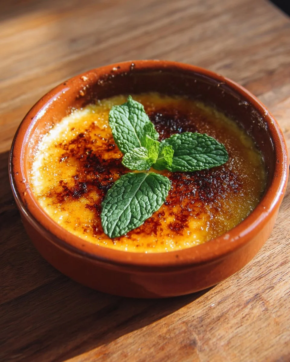 Crème brûlée à l'érable avec une croûte caramélisée dorée