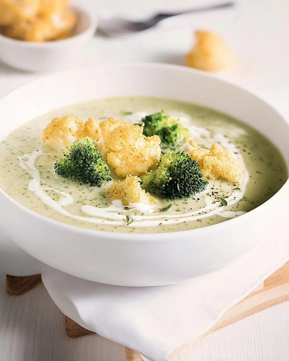 Crème de brocoli et chou-fleur au fromage préparée dans une mijoteuse