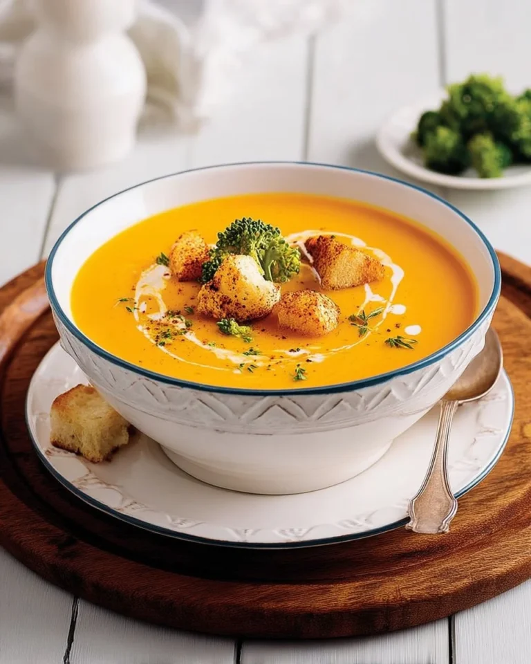 Crème de carottes au lait de coco servie dans un bol, garnie de coriandre fraîche.