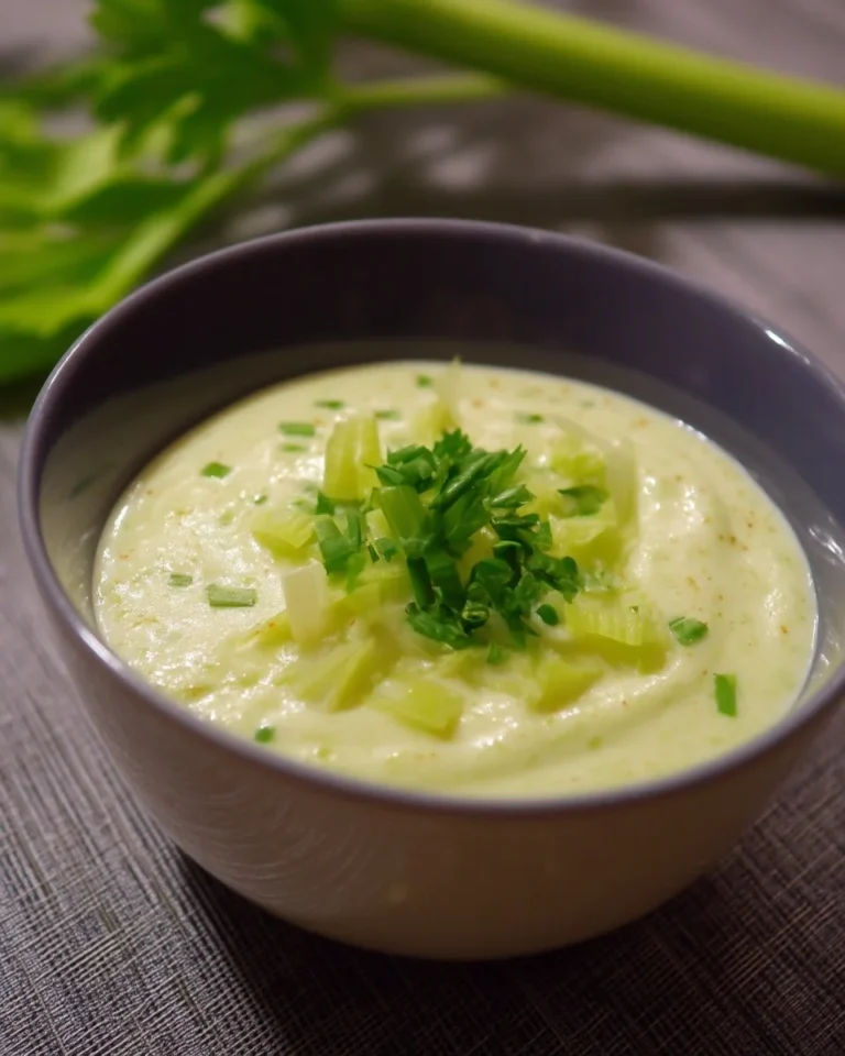 Bol de crème de céleri onctueuse et savoureuse