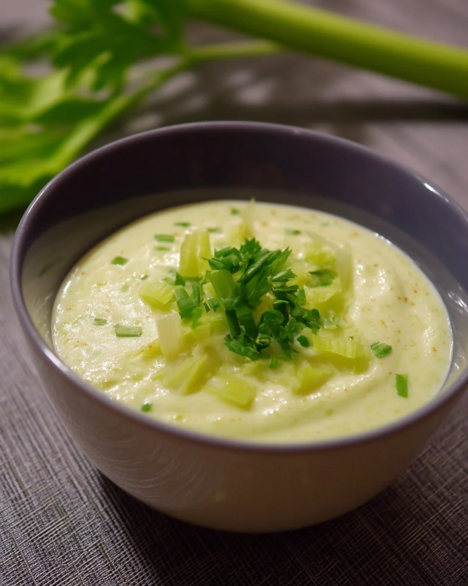 Bol de crème de céleri onctueuse et savoureuse