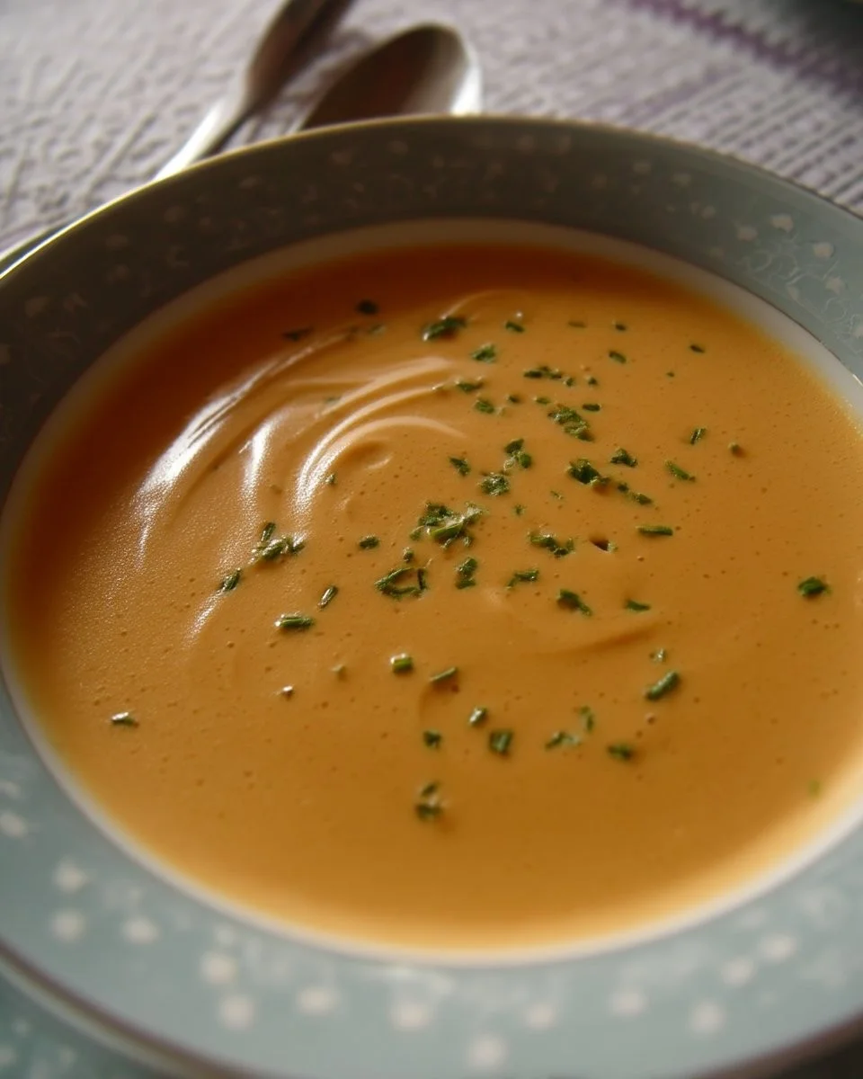 Crème de légumes à la canadienne servie dans un bol coloré.