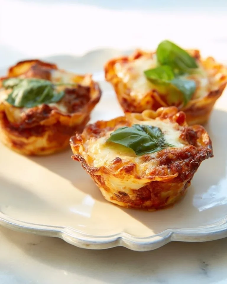 Cupcakes de lasagne savoureux présentés sur une assiette d'été