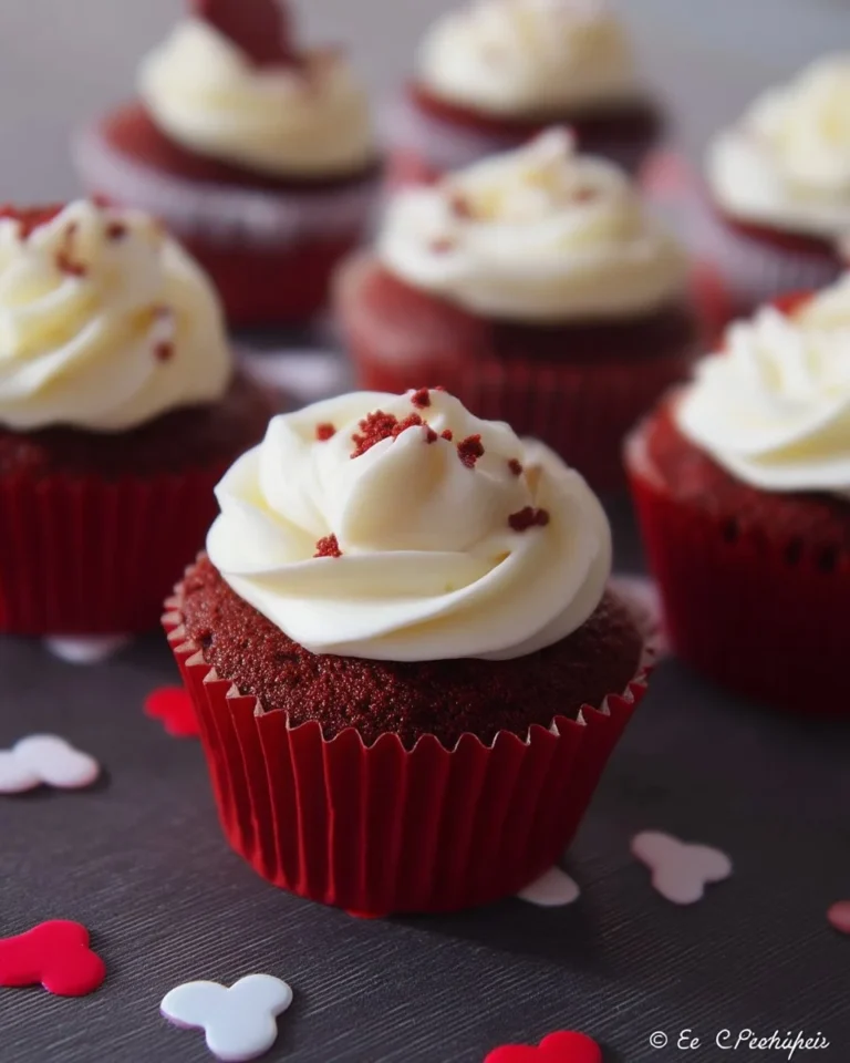 Cupcakes en velours rouge avec glaçage au fromage à la crème à la vanille