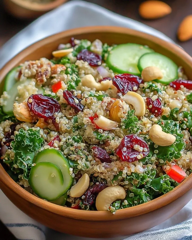 Salade de quinoa fraîche avec légumes croquants et fruits secs