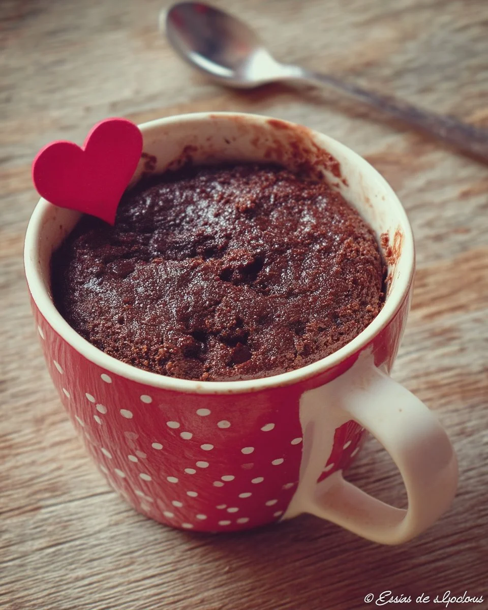 Gâteau au chocolat dans une tasse, délicieux dessert individuel prêt en quelques minutes.