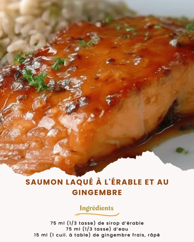 Saumon glazé au sirop d'érable et au gingembre sur une assiette élégante.