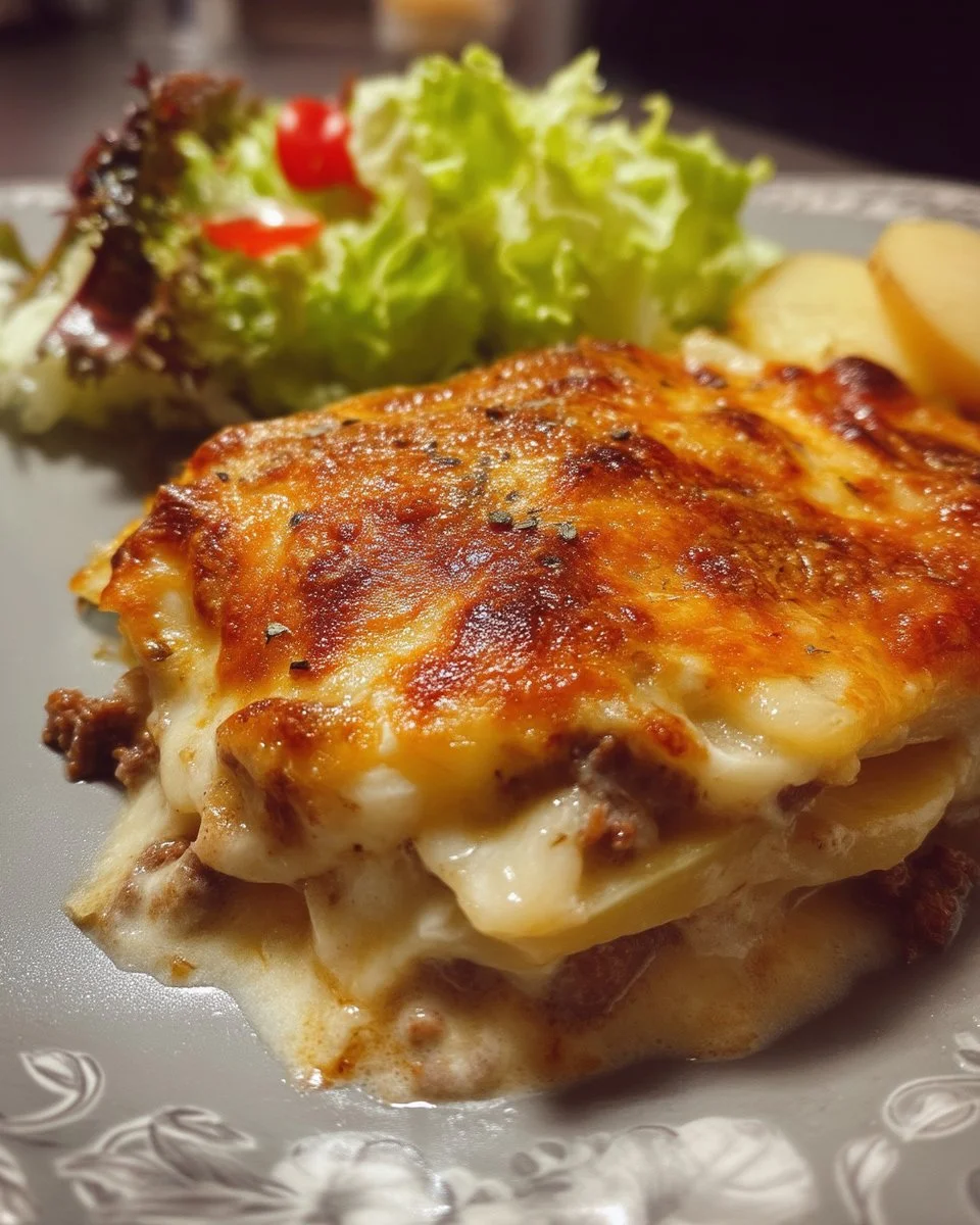 Gratin de pommes de terre avec viande hachée, un plat savoureux et réconfortant