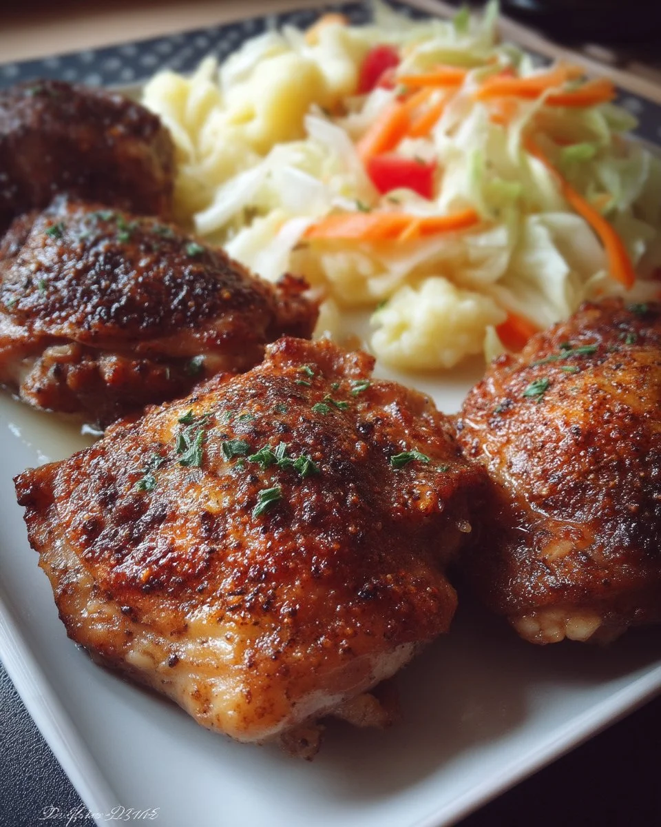 Hauts de cuisses de poulet à l'ancienne savoureux et croustillants.