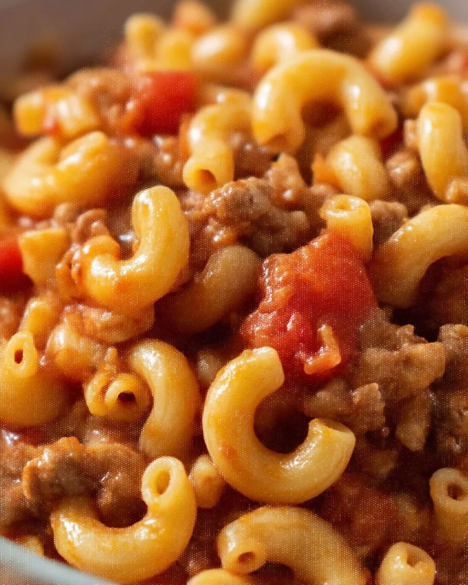 Plat de macaroni à la viande avec sauce et fromage fondu