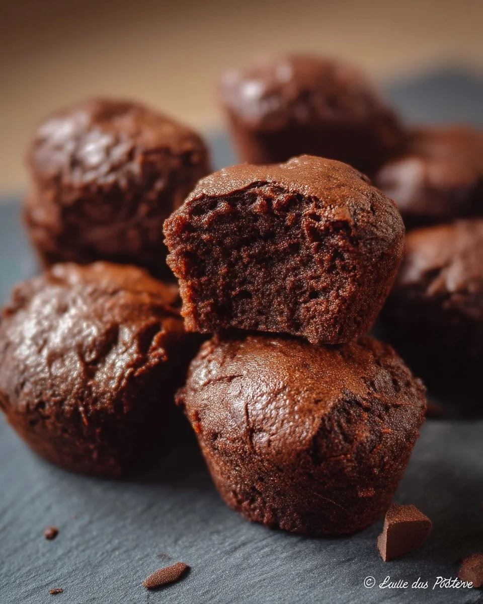 Mini-brownies au chocolat noir délicieusement moelleux et riches en saveur