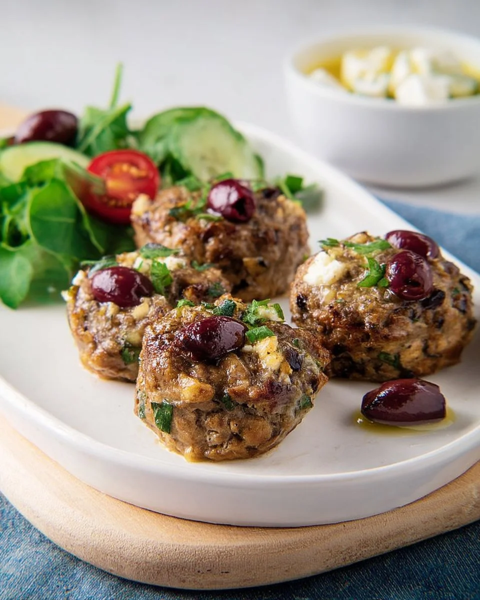 Mini-pains de viande de veau à la grecque, recette savoureuse et facile.