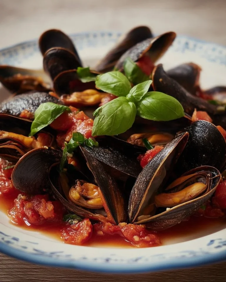 Recette de moules à la tomate, ail et basilic dans une casserole