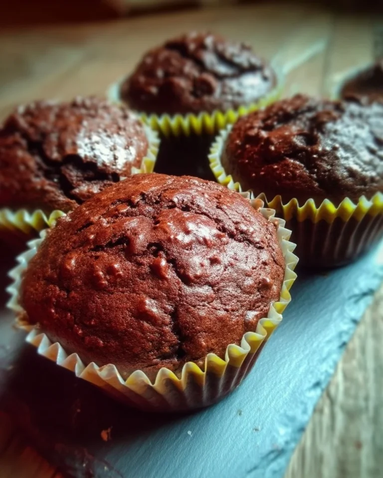 Muffins délicieux au choco fudges avec un cœur fondant au chocolat