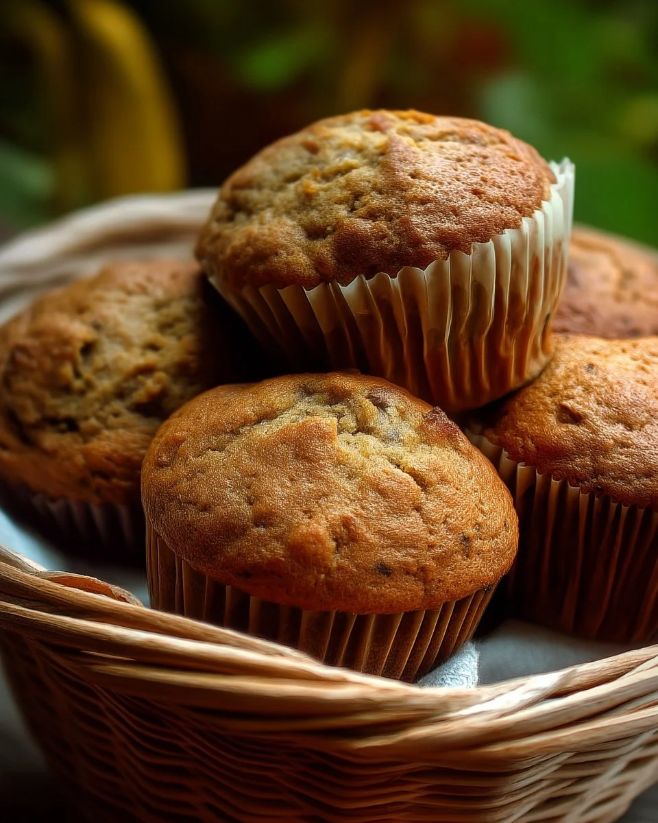 Muffins aux bananes frais et moelleux sur un plateau