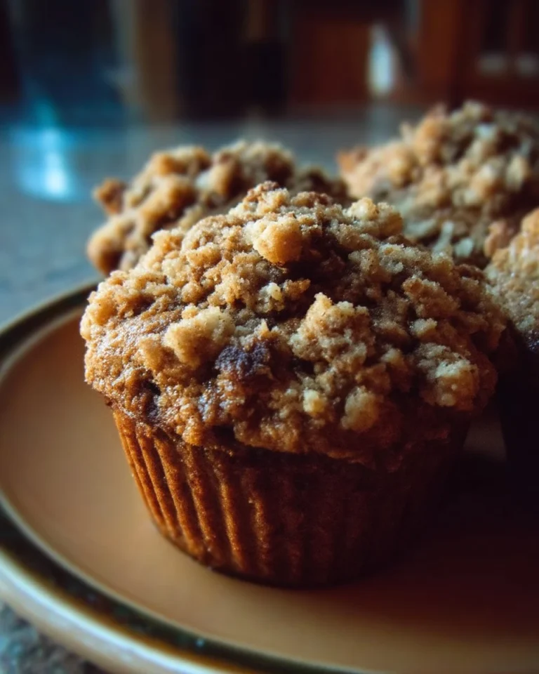 Muffins aux bananes avec garniture croustillante sur une assiette.