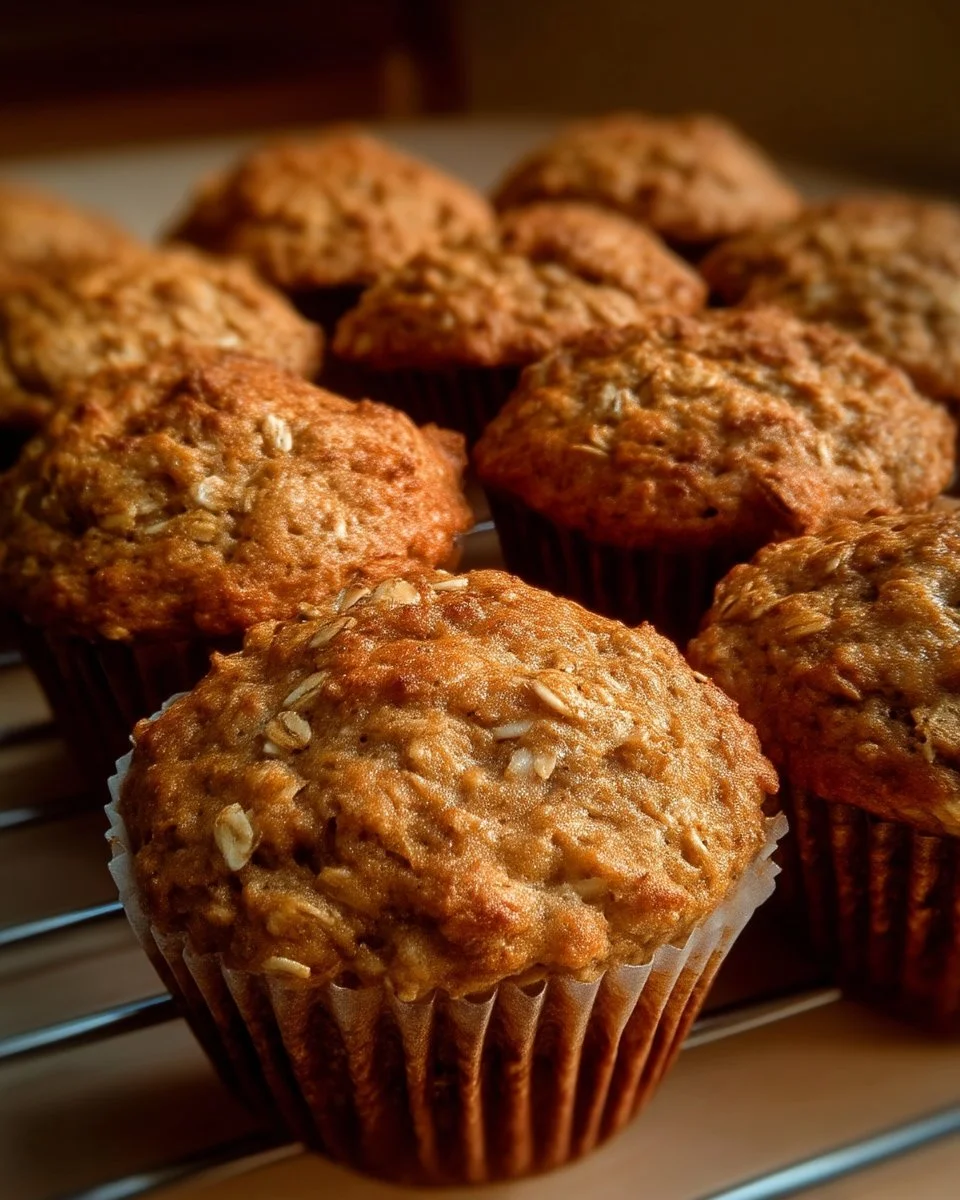 Muffins aux bananes et gruau moelleux, idéaux pour le petit déjeuner ou le goûter.