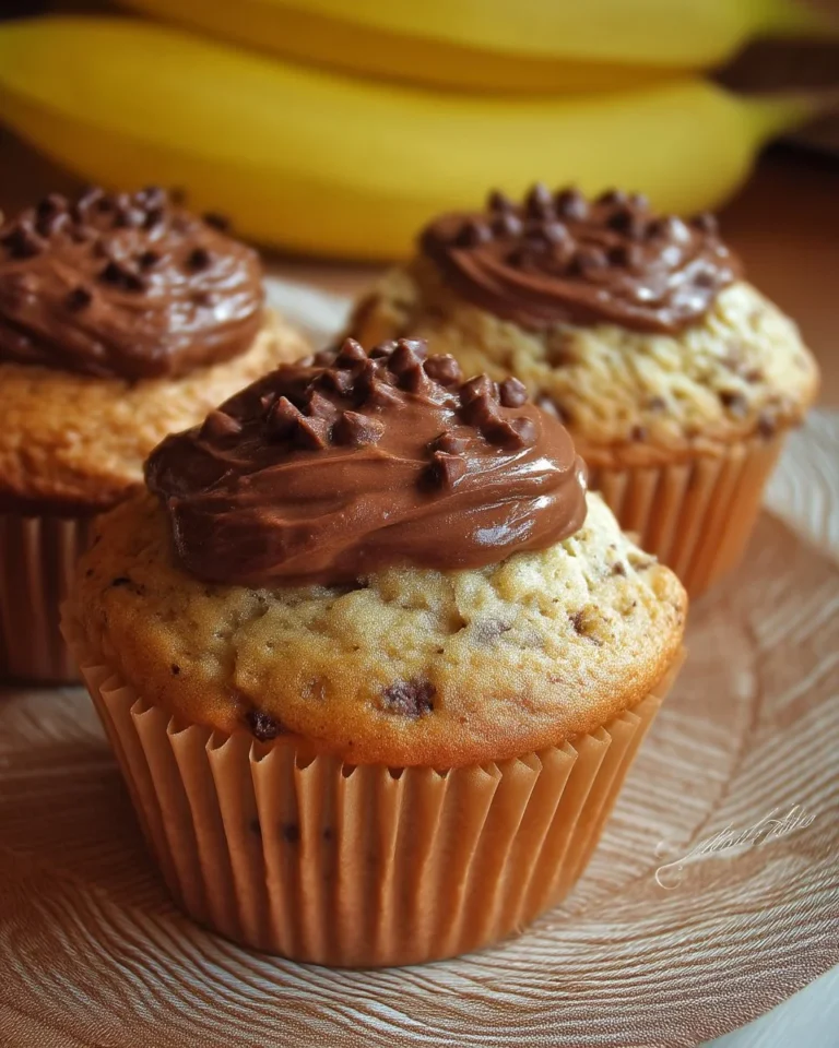 Muffins aux bananes avec glaçage chocolat et arachide