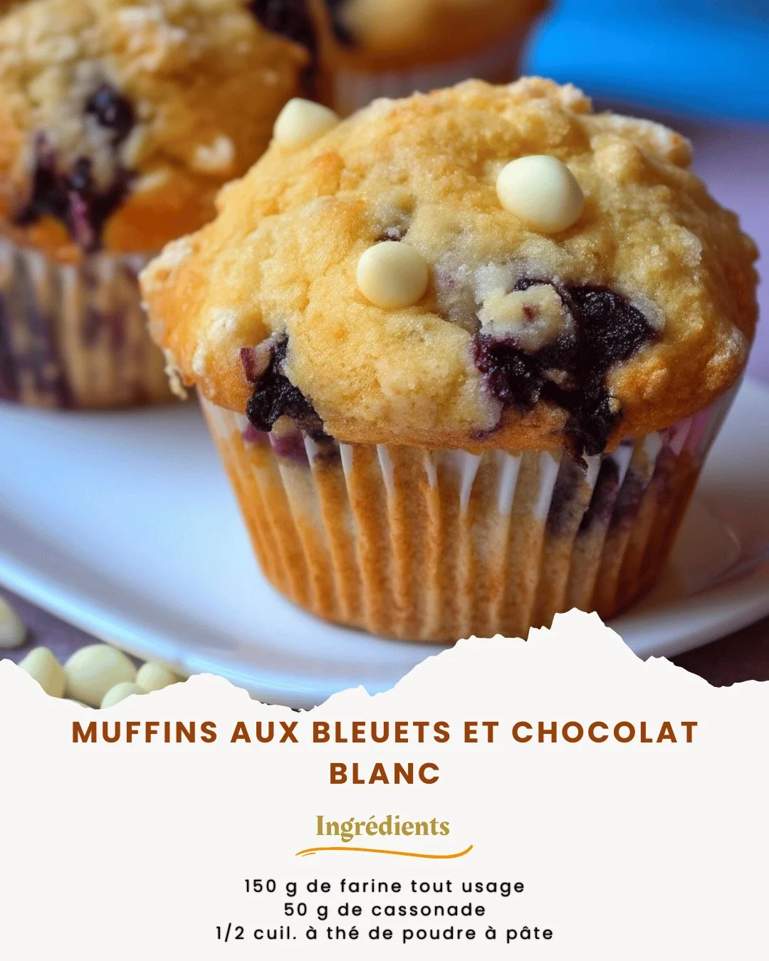 Muffins aux bleuets et chocolat blanc, délicieux et moelleux