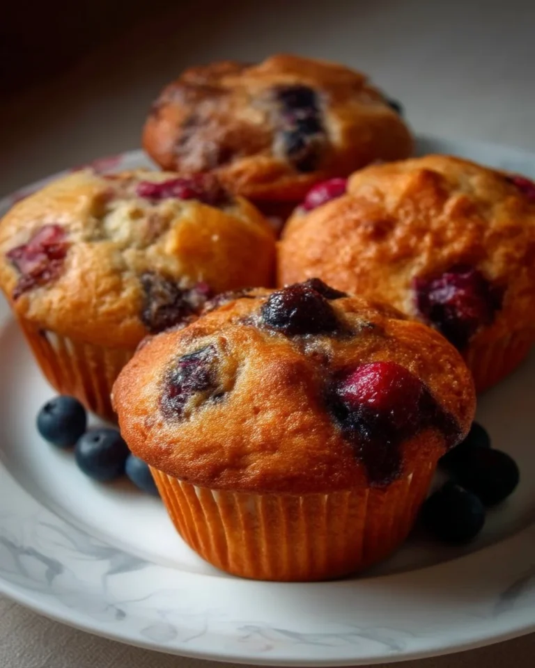 Muffins aux petits fruits et à l'orange, moelleux et colorés