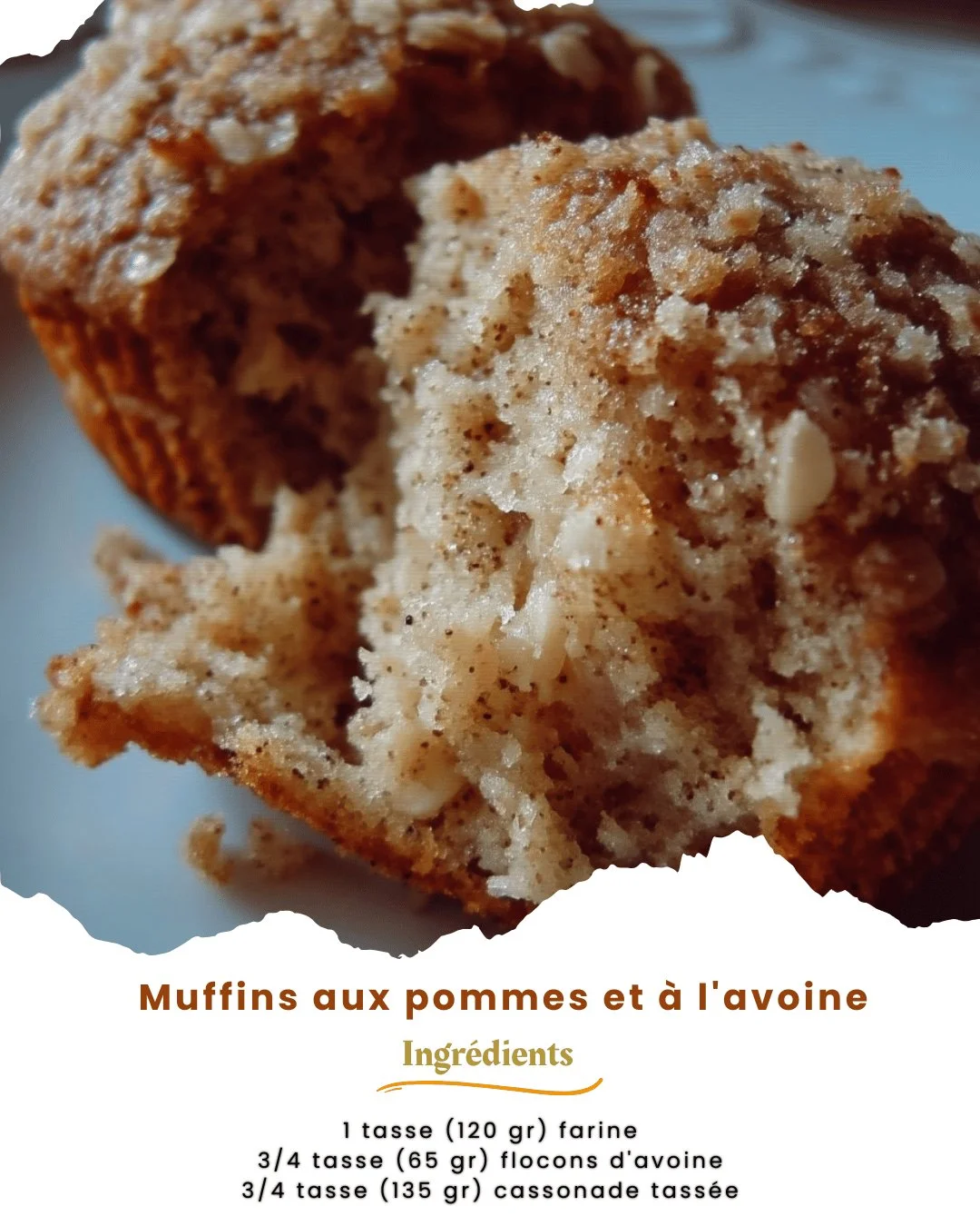 Muffins aux pommes et à l'avoine, recette délicieuse et saine.