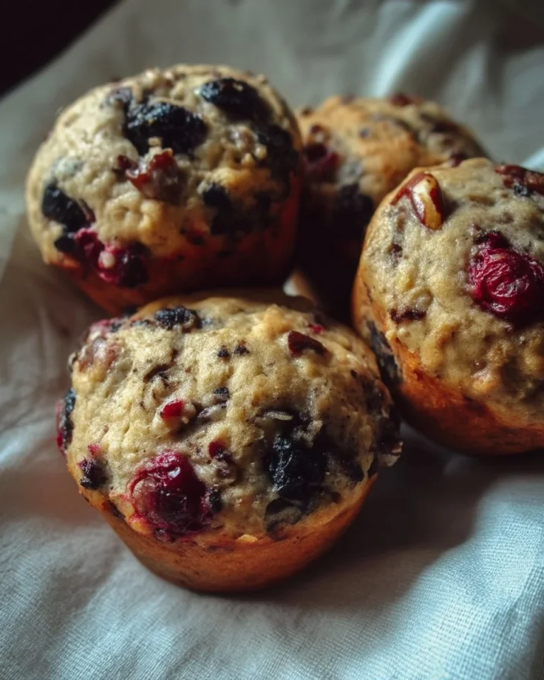 Muffins aux cranberries, bleuets, chocolat et noix, délicieux et moelleux