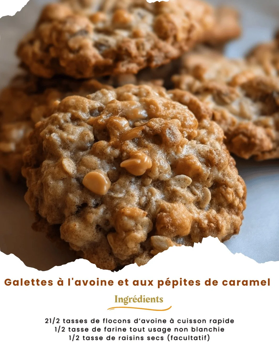 Cookies aux flocons d'avoine avec des pépites de caramel