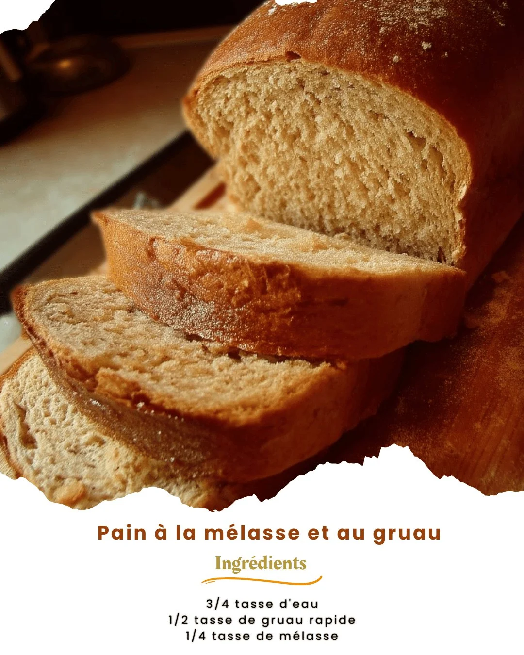 Pain à la mélasse et au gruau, délicieux et moelleux, parfait pour le petit-déjeuner.