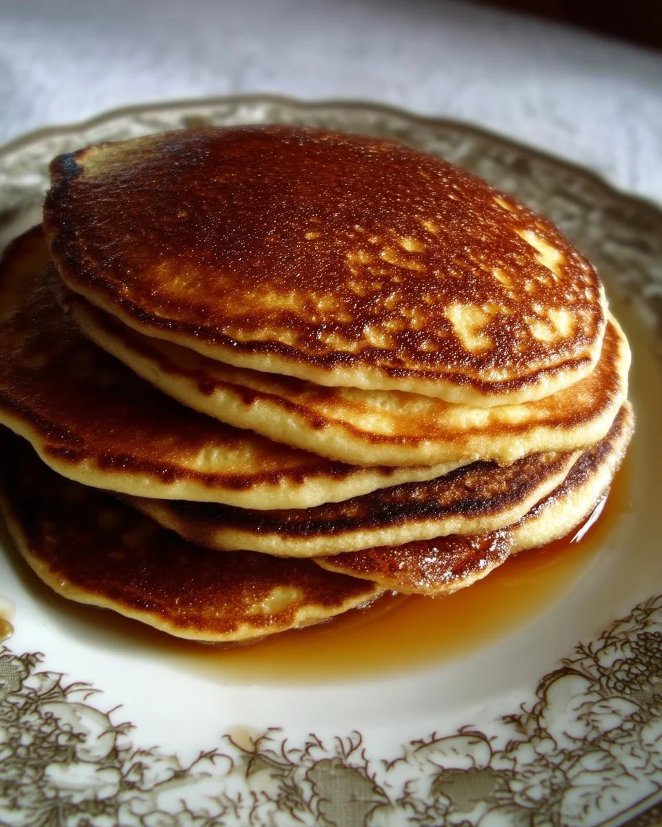 Pancakes à la farine de maïs dorés, garnis de sirop et de fruits frais.