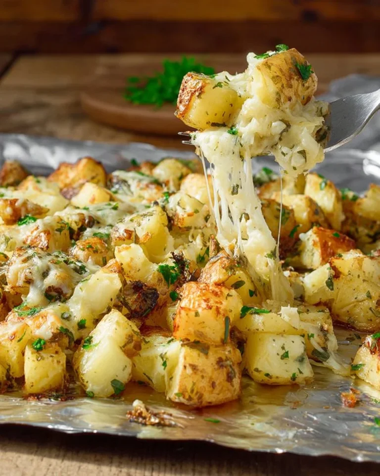 Patates gratinées à l'ail cuites au BBQ, plat savoureux et croustillant.
