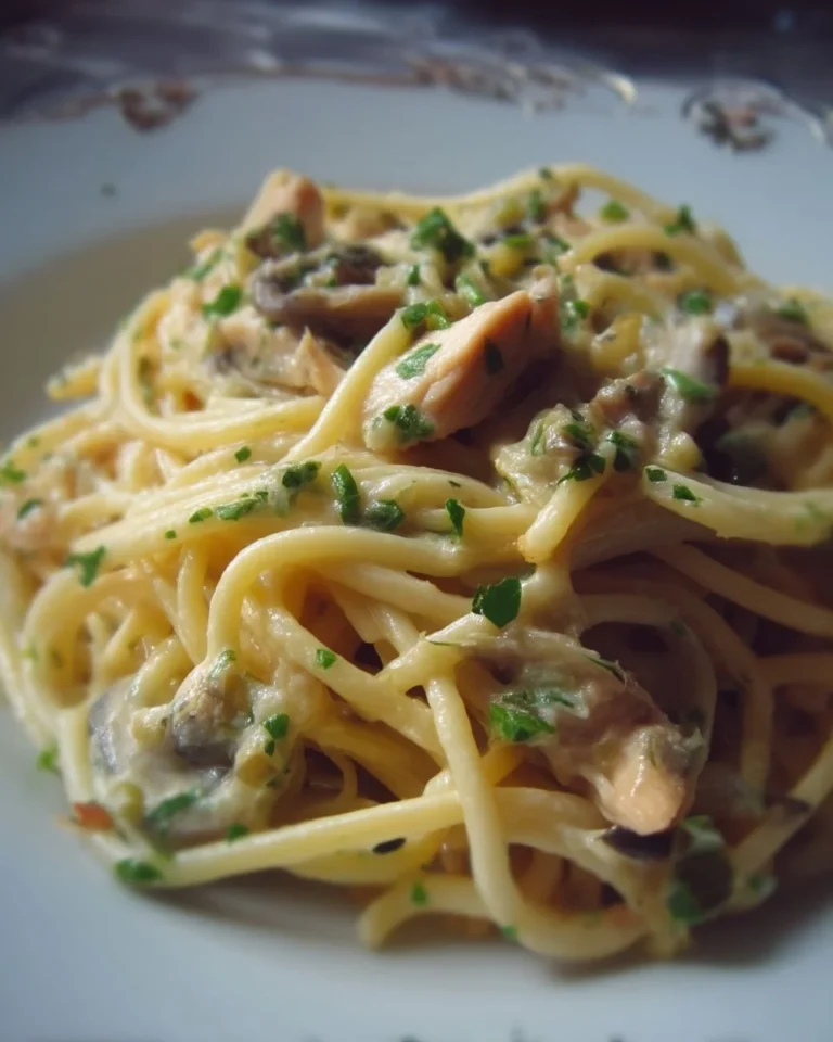 Plat de Tetrazzini poulet avec pâtes et légumes colorés