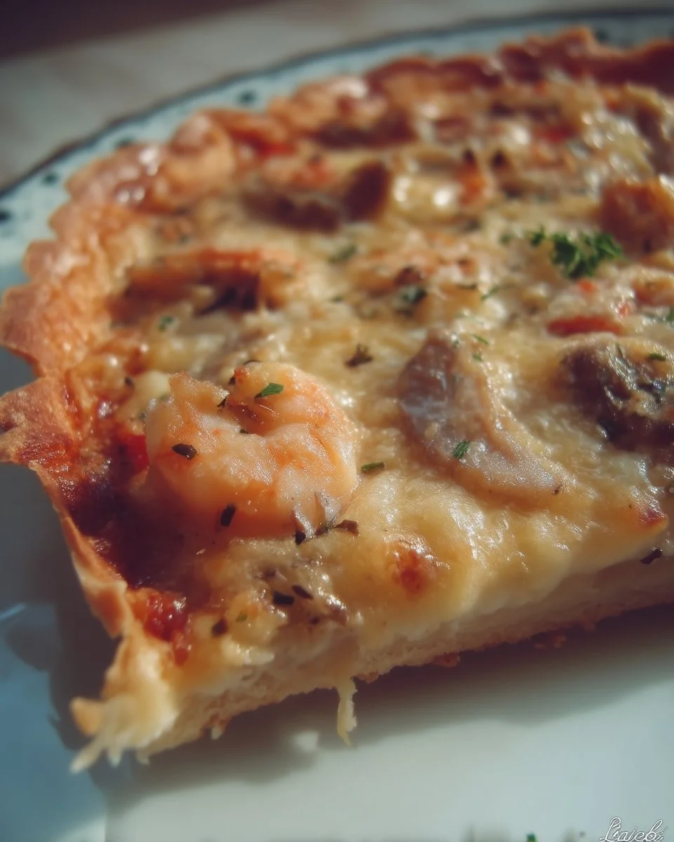 Pizza garnie de fruits de mer frais et savoureux