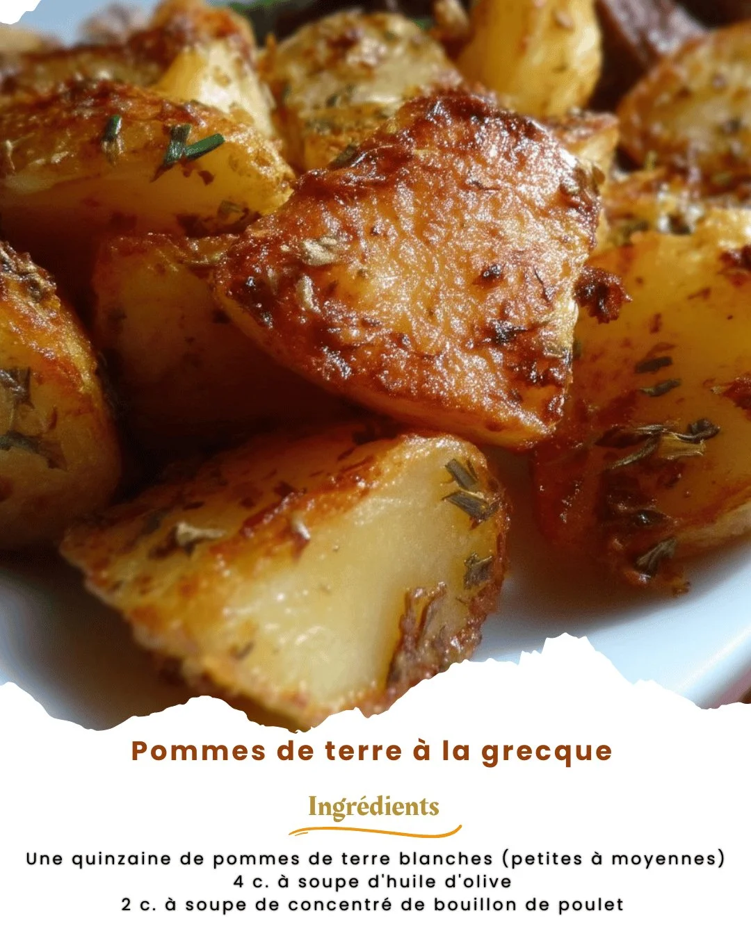 Pommes de terre à la grecque de Laurence, un plat savoureux préparé avec soin.