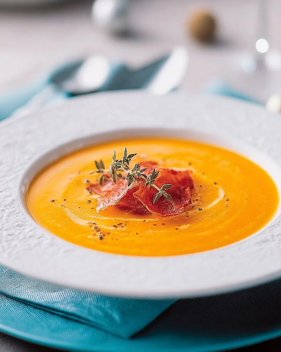 Potage crémeux aux carottes et panais, parfait pour un repas sain et réconfortant.