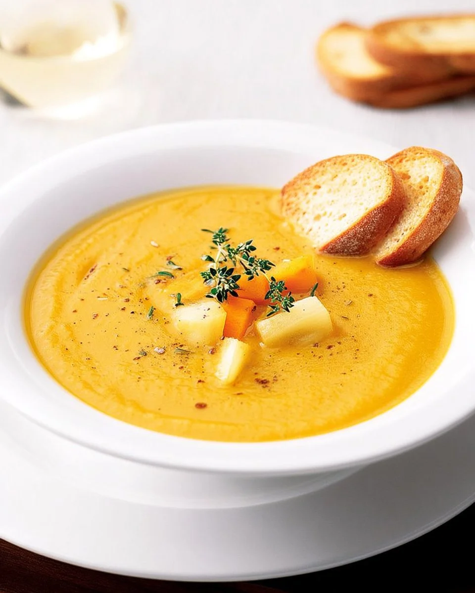 Bol de potage aux légumes-racines fait maison