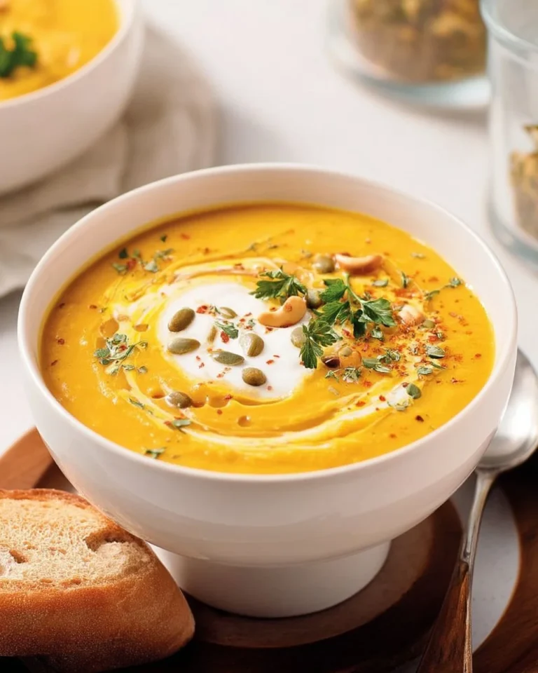 Potage lentilles avec carottes et beurre de noix de cajou, plat réconfortant