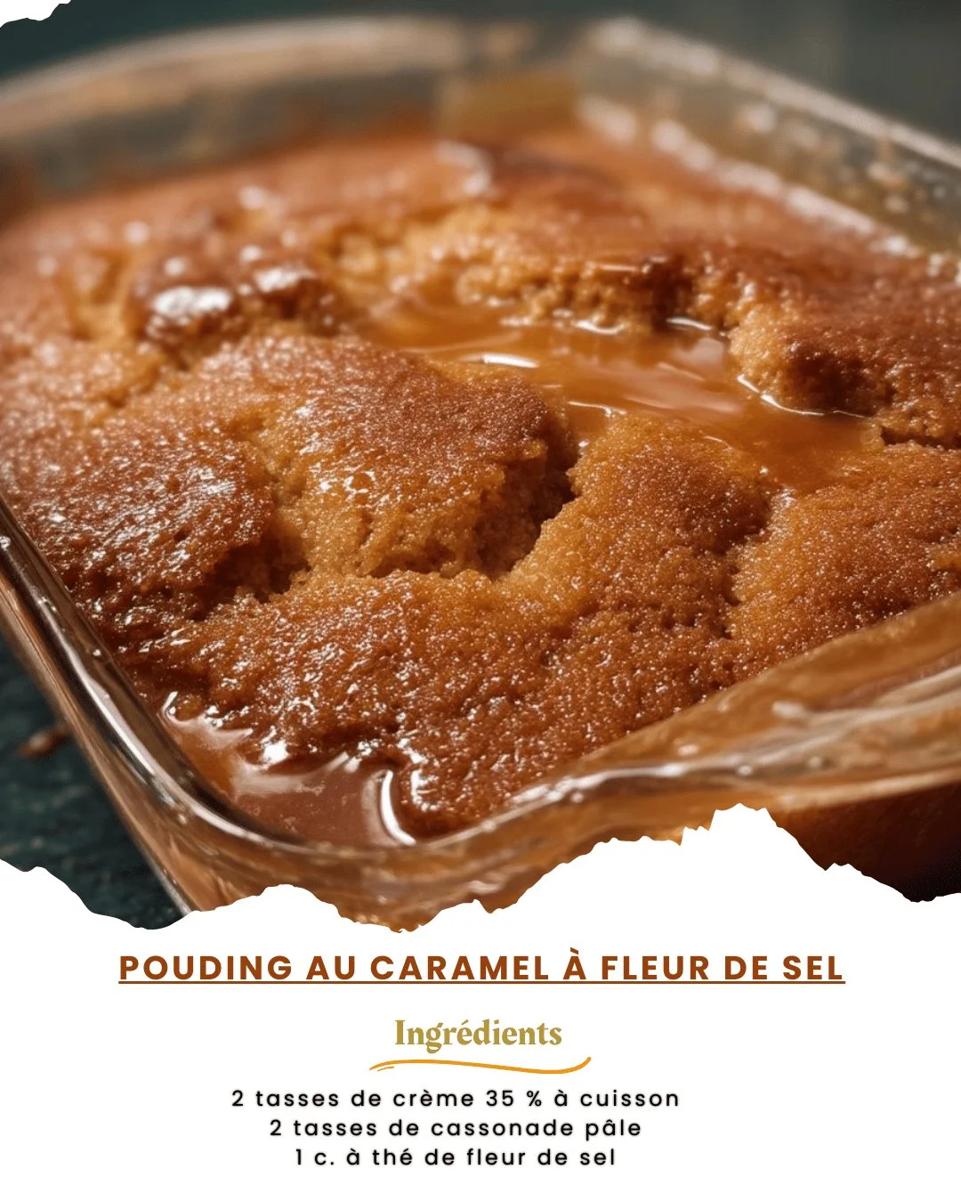 Pouding au caramel à fleur de sel servi dans un bol élégant