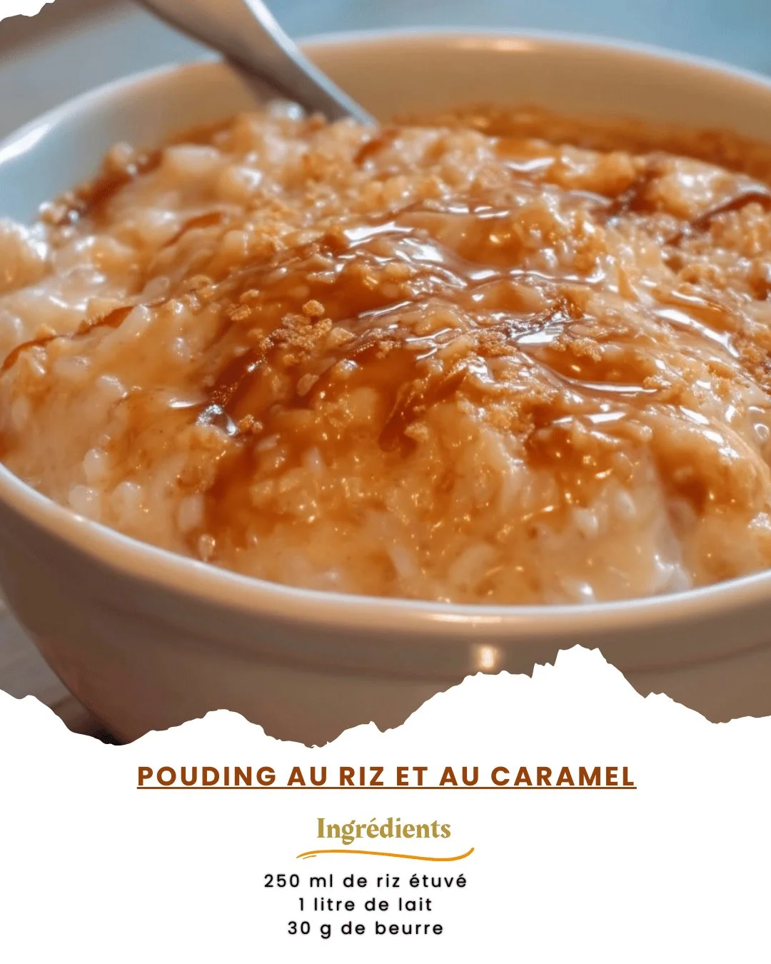 Pouding au riz et au caramel, un dessert crémeux et savoureux