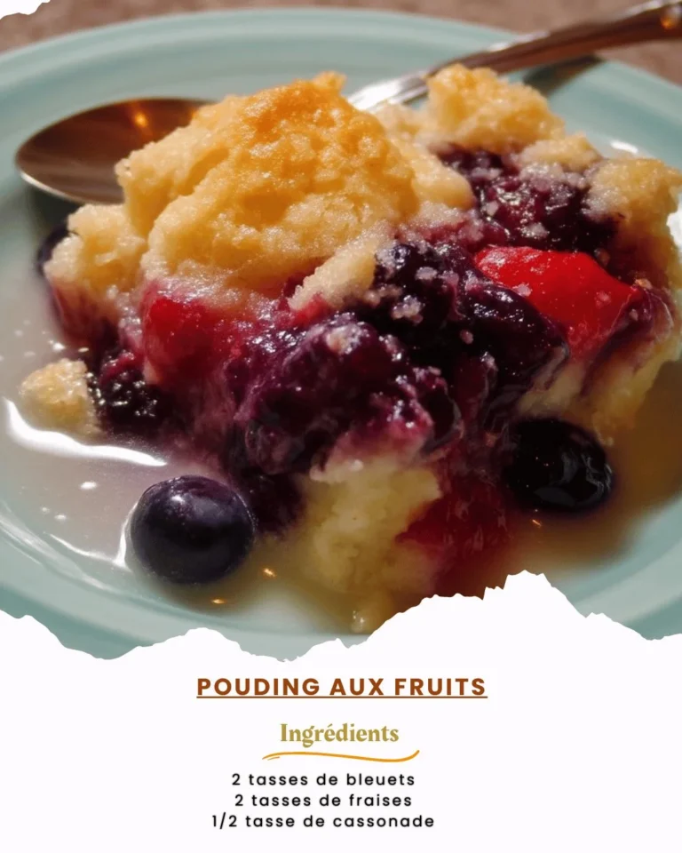 Pouding aux fruits frais avec des morceaux de fruits colorés