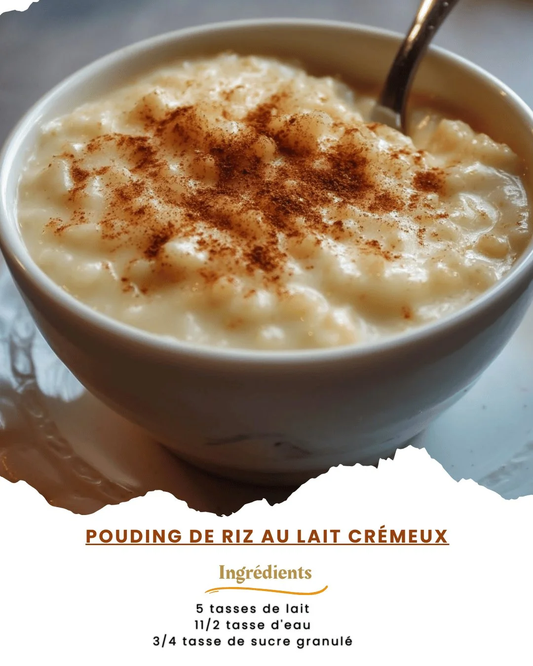 Pouding de riz au lait crémeux dans un bol, garniture de cannelle