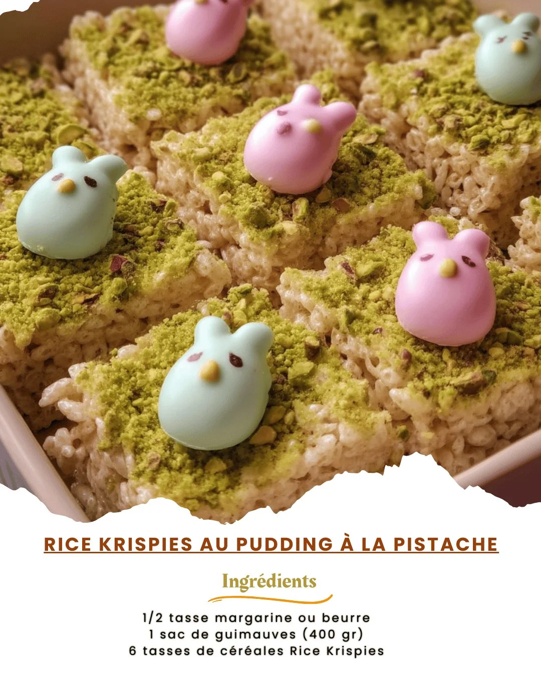 Dessert Rice Krispies au pudding de pistache, croustillant et délicieux
