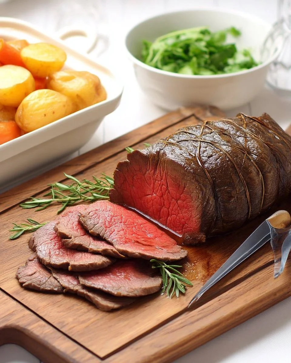 Rôti de boeuf cuit lentement dans une mijoteuse avec des légumes