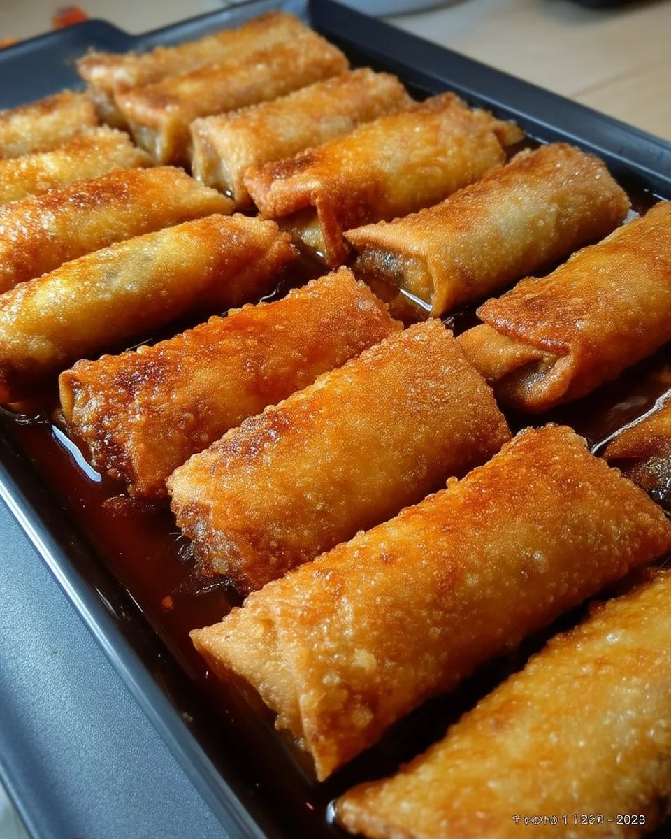 Rouleaux de printemps au poulet servis avec sauce